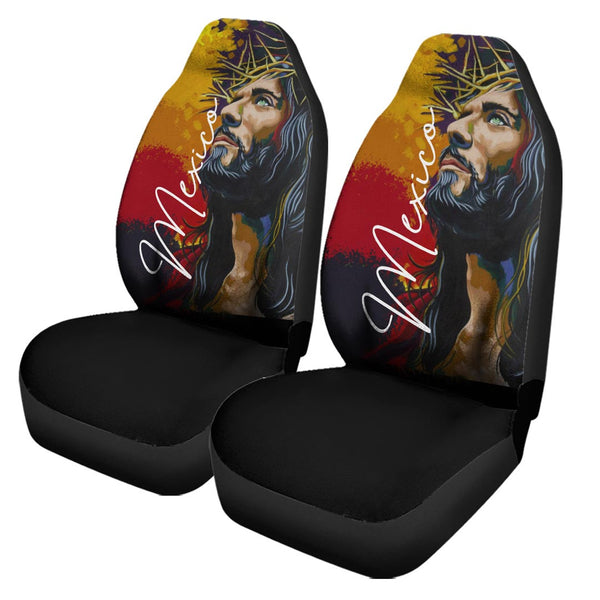 Mexico Car Seat Covers Jesus Christ Paint Brush Art