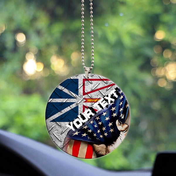 Canada Flag Of Newfoundland & Labrador Acrylic Car Ornament America Is A Part My Soul Custom