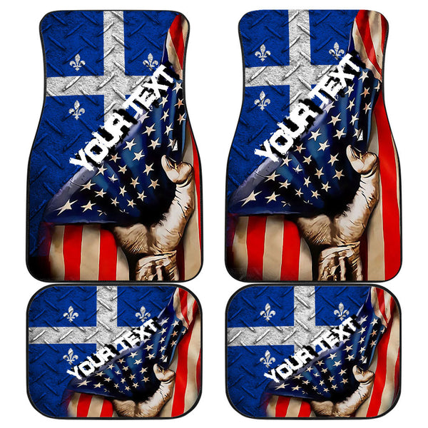 Canada Flag Of Quebec Front & Back Car Mat America Is A Part My Soul Custom