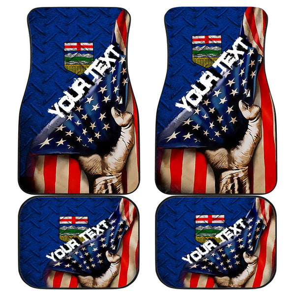 Canada Flag Of Alberta Front & Back Car Mat America Is A Part My Soul Custom