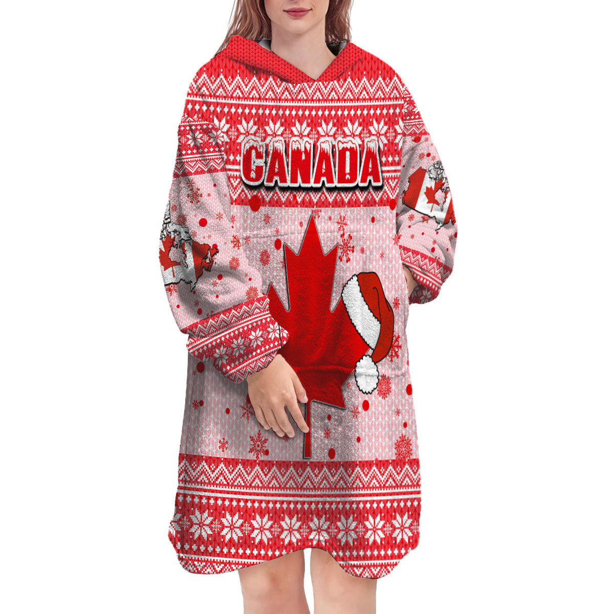 Canada Christmas Pattern Snug Hoodie