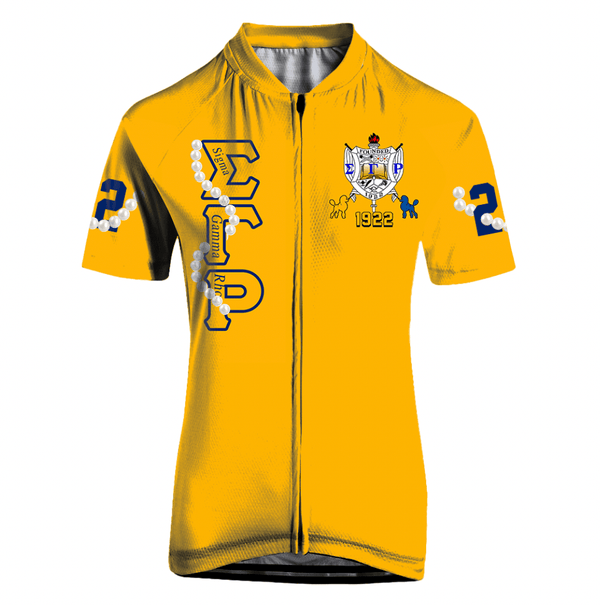 Sorority Jersey - Sigma Gamma Rho Women's Raglan Cycling Jersey Pearls Yellow