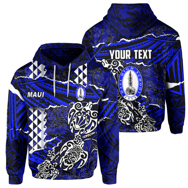 Hawaii Maui High School Custom Hoodie Polynesian Turtle Style