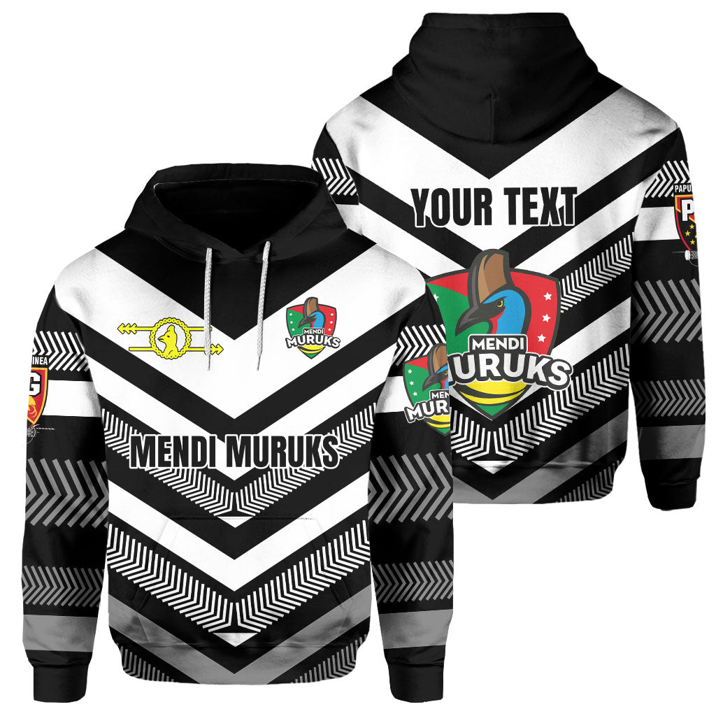 Custom Mendi Muruks Hoodie Papua New Guinea Rugby Black & White Style