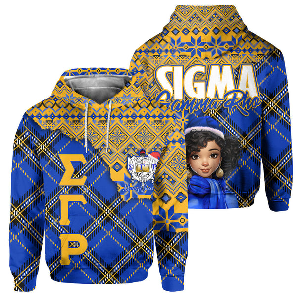 Sorority Hoodie - Christmas Sigma Gamma Rho Girl Hoodie Plaid Background Style