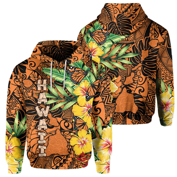 Hawaii Hoodie Kamehameha Butterfly Tropical Style