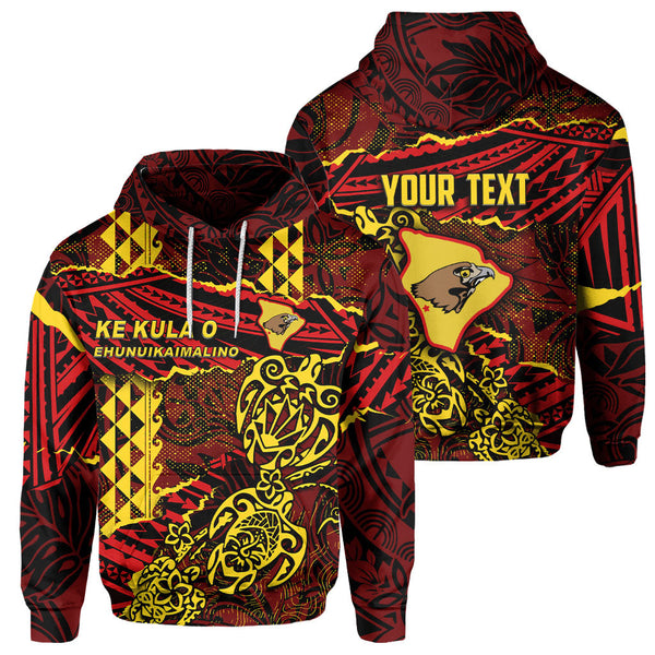 Hawaii Ke Kula O Ehunuikaimalino School Custom Hoodie Polynesian Turtle Style