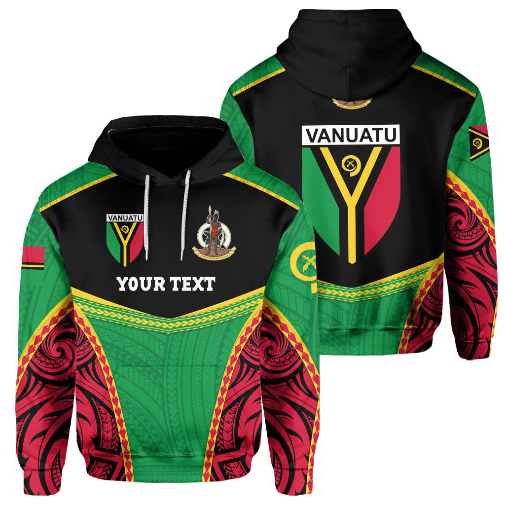 Custom Vanuatu Flag & Coat Of Arms Hoodie Black Style