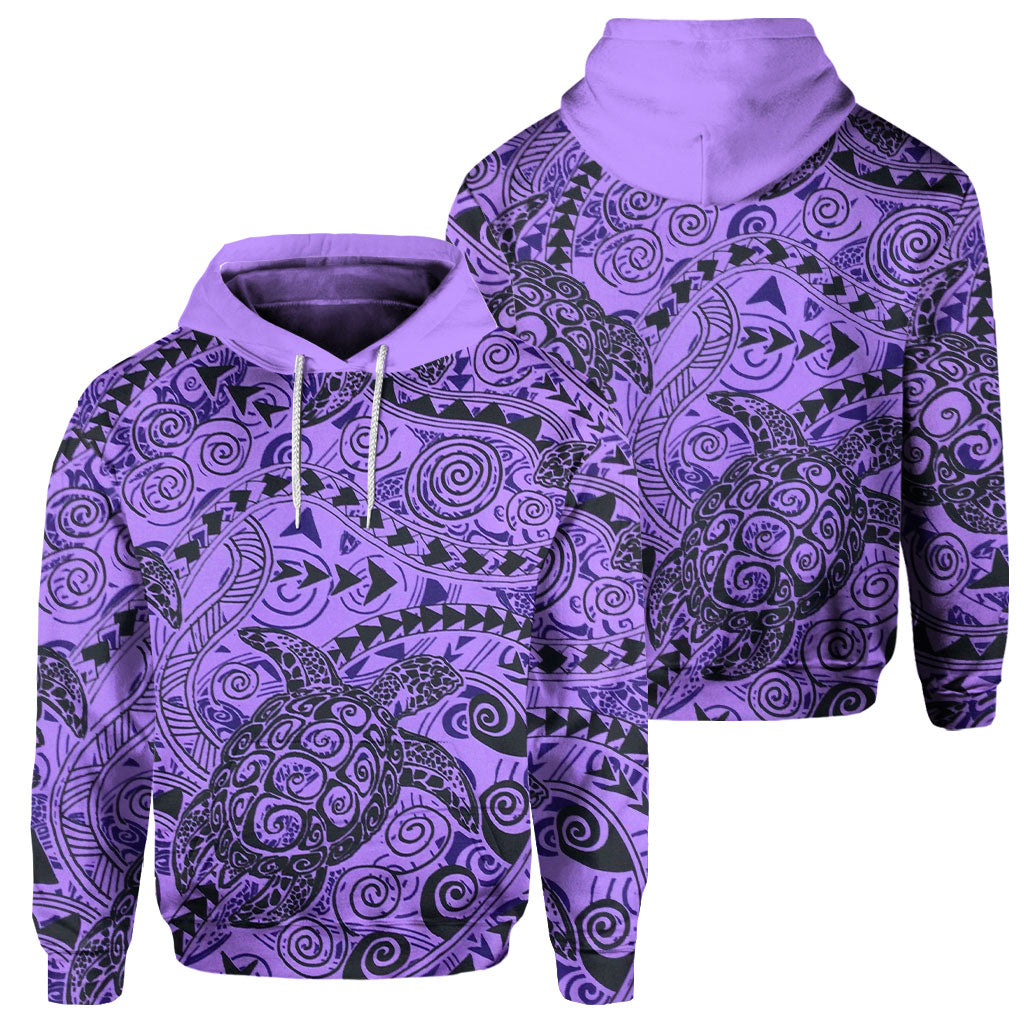 Hawaii Polynesian Turtle Hoodie Purple Style