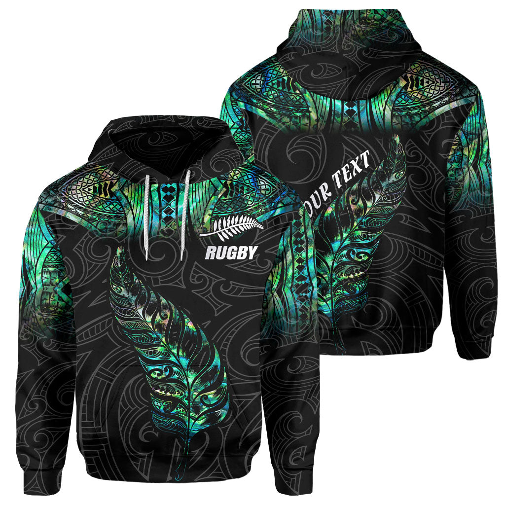 Custom New Zealand Rugby Hoodie Maori mix Paua Shell Rugby Silver Fern Aotearoa - LH1