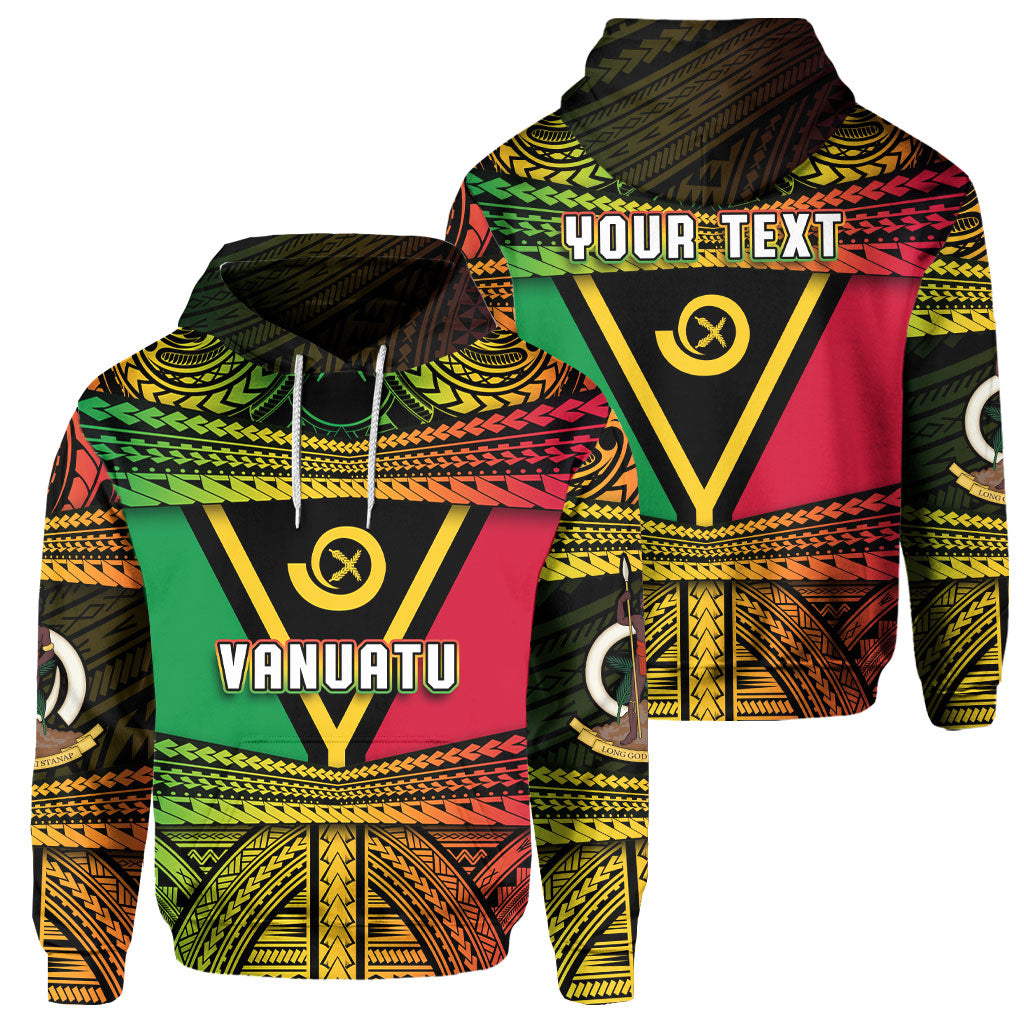 Custom Vanuatu Flag & Coat Of Arms Hoodie Reggae Style