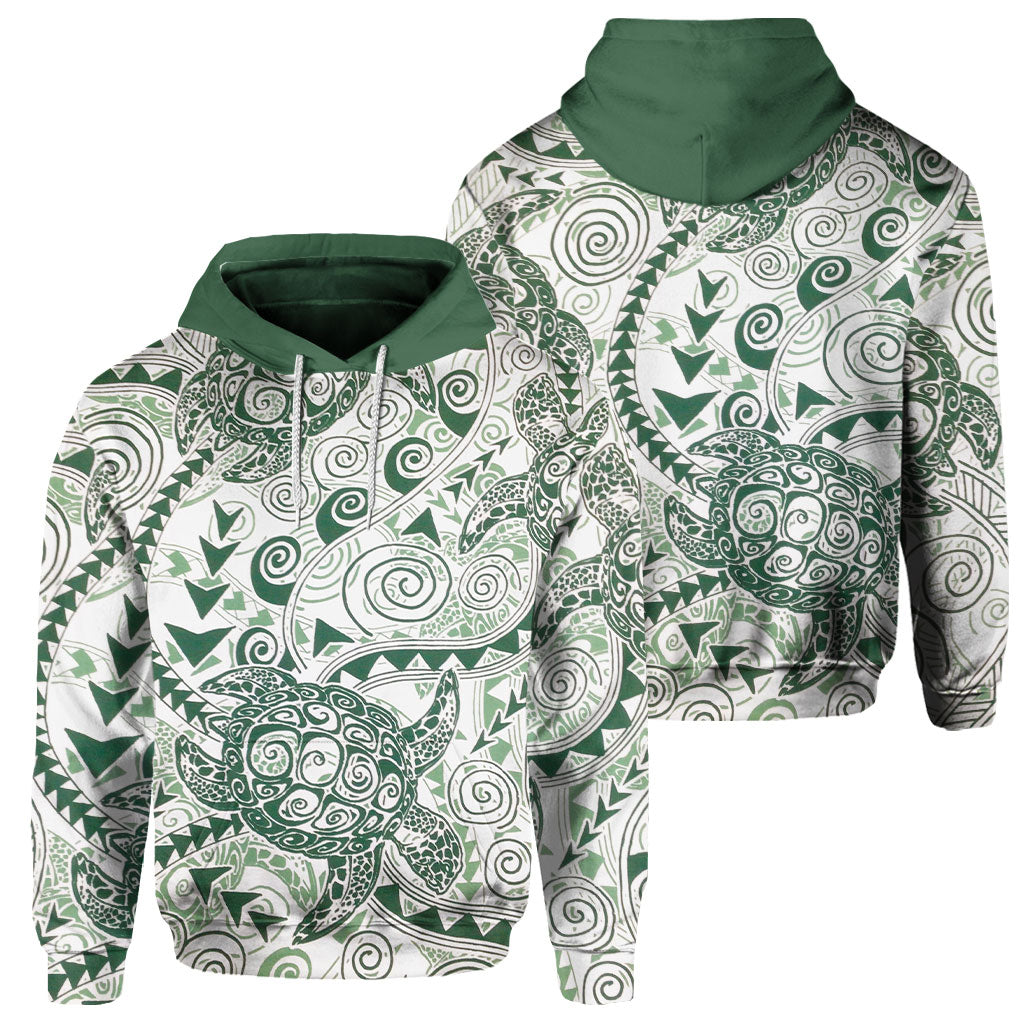 Hawaii Polynesian Turtle Hoodie Green Style