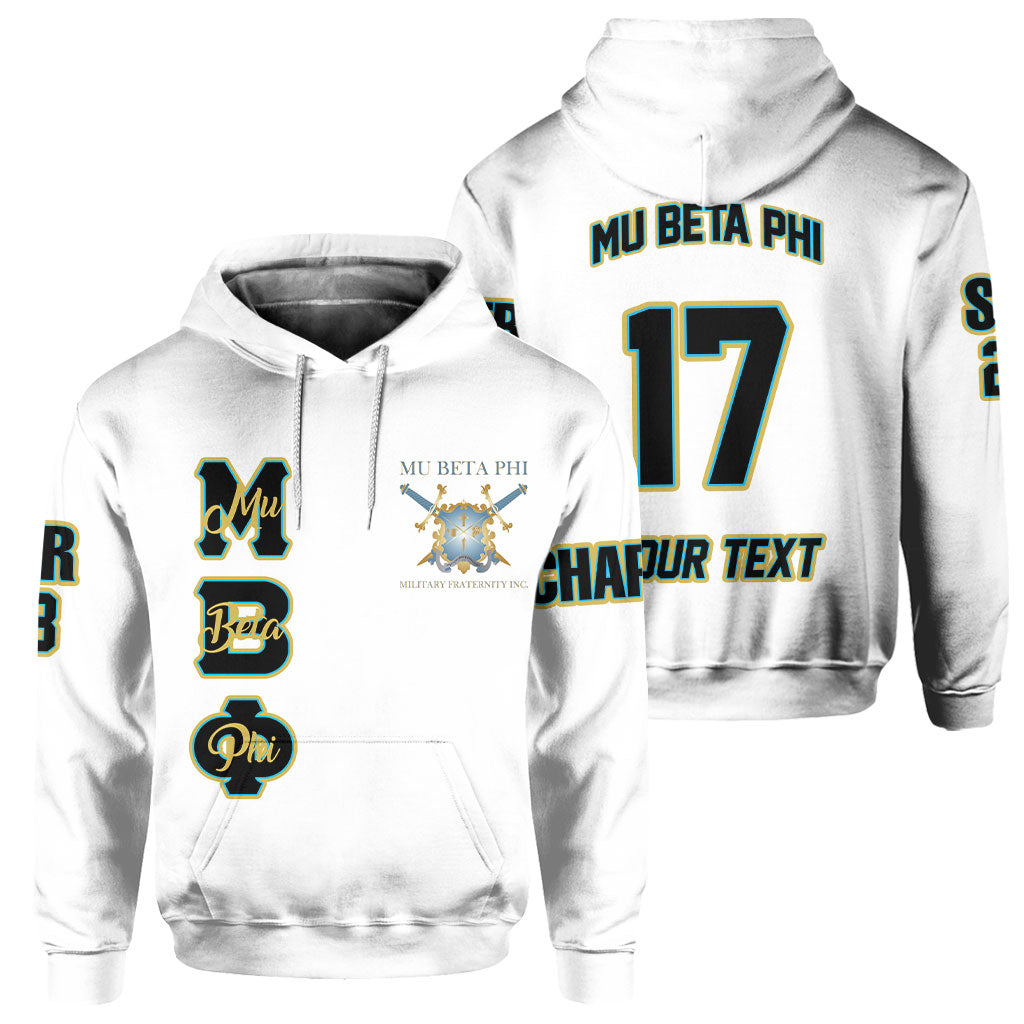 Fraternity Hoodie - Personalized Mu Beta Phi Hoodie Original White Style