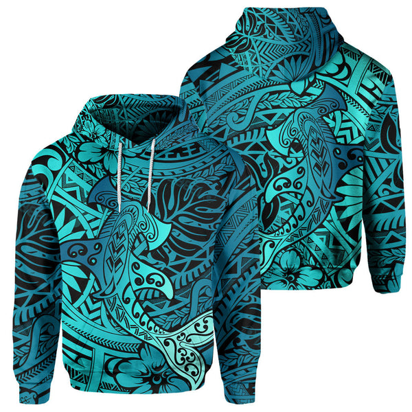 Hawaii Hammerhead Shark Hoodie Light See Blue Style