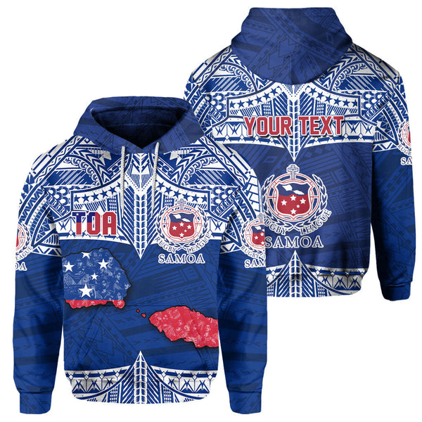 Custom Samoa TOA Rugby Hoodie Map Style