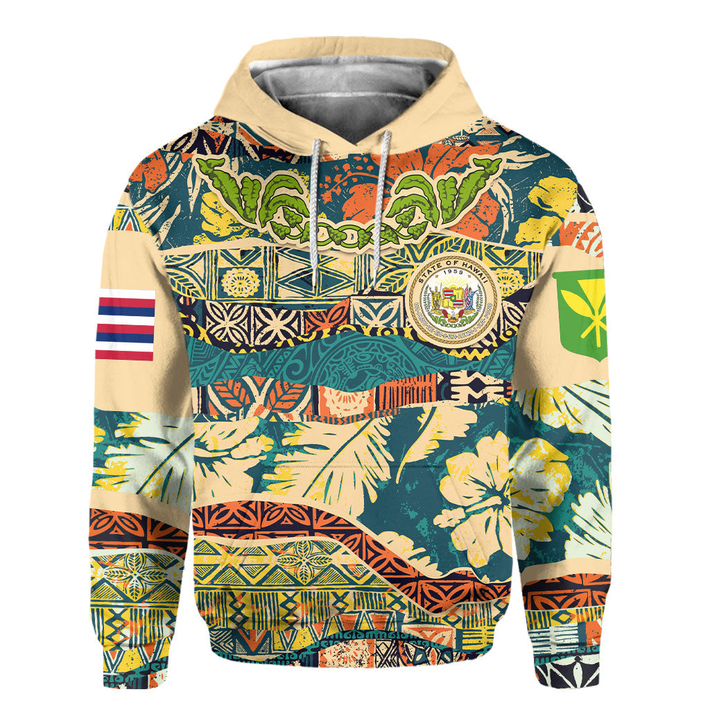 Hawaii Flag Hoodie Coat Of Arm Style