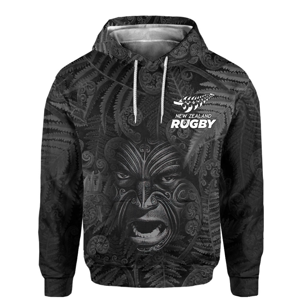 Custom New Zealand Rugby Hoodie Silver Fern & Maori Warrior Style