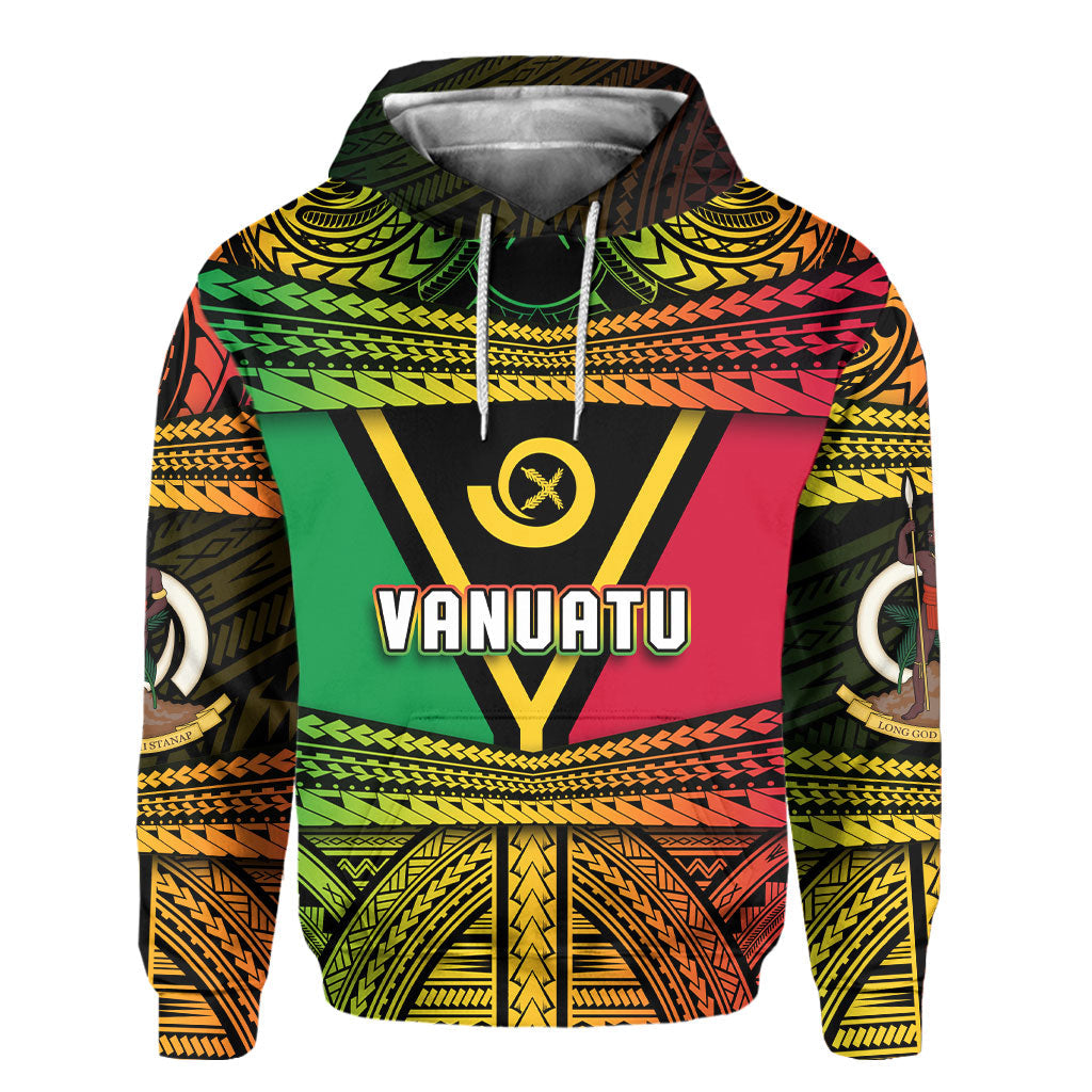 Custom Vanuatu Flag & Coat Of Arms Hoodie Reggae Style