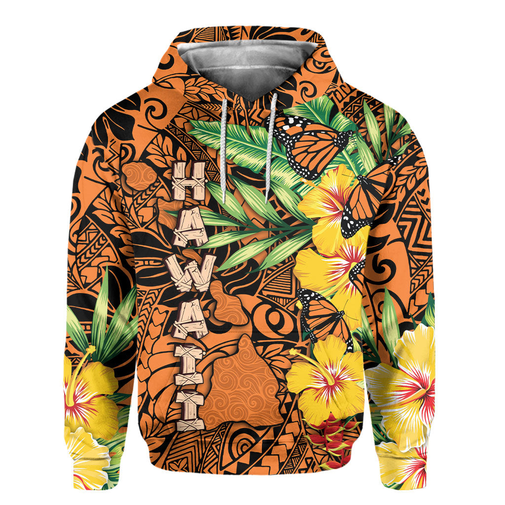 Hawaii Hoodie Kamehameha Butterfly Tropical Style