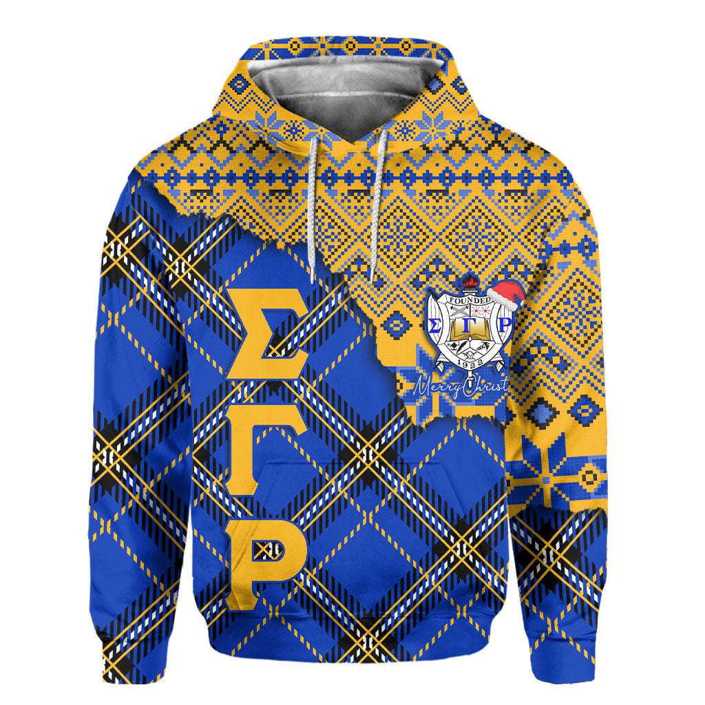 Sorority Hoodie - Christmas Sigma Gamma Rho Girl Hoodie Plaid Background Style