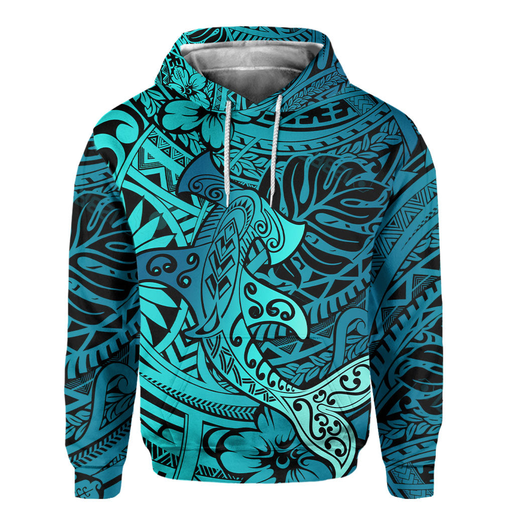 Hawaii Hammerhead Shark Hoodie Light See Blue Style