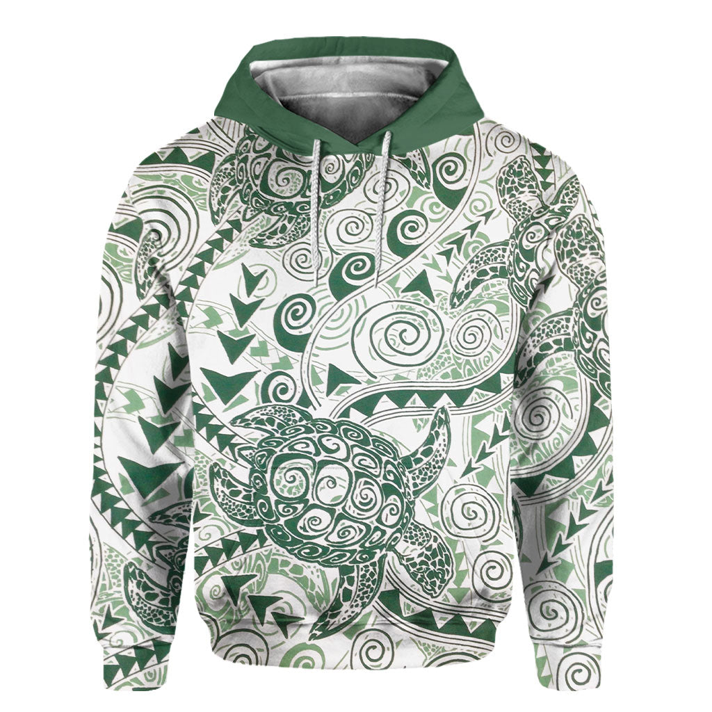 Hawaii Polynesian Turtle Hoodie Green Style