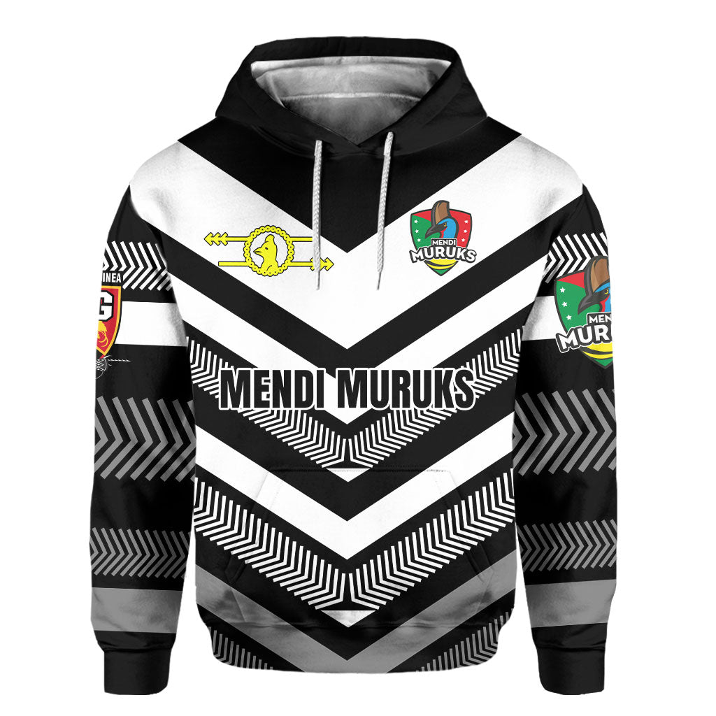 Custom Mendi Muruks Hoodie Papua New Guinea Rugby Black & White Style