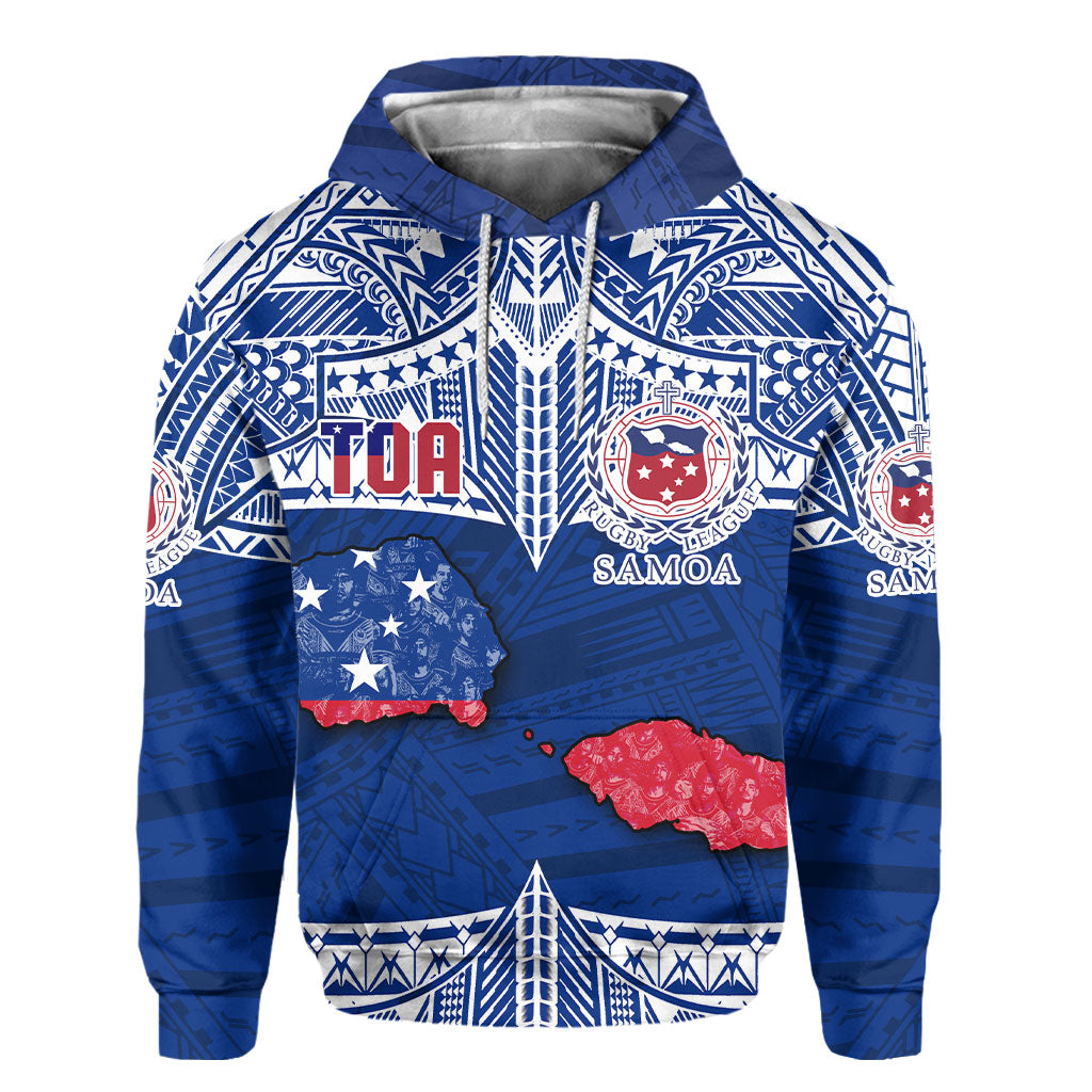 Custom Samoa TOA Rugby Hoodie Map Style