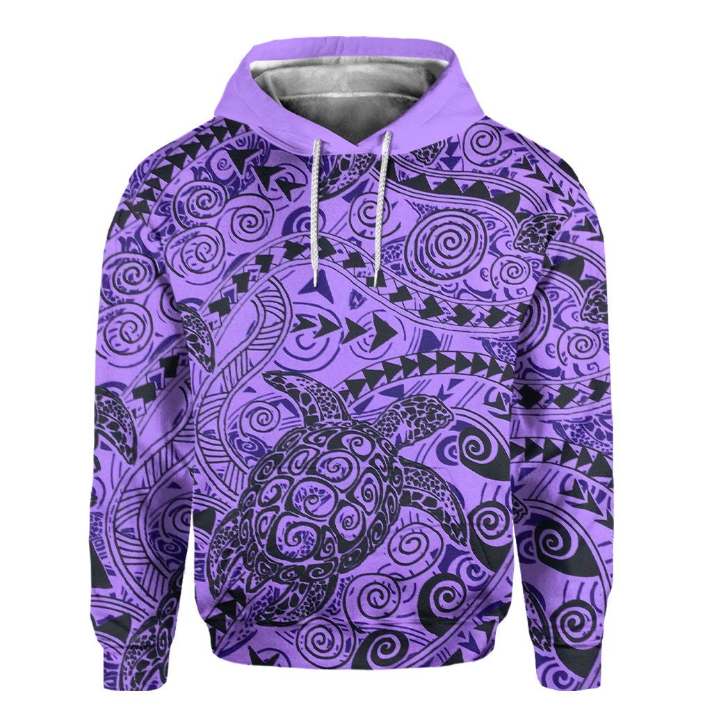 Hawaii Polynesian Turtle Hoodie Purple Style