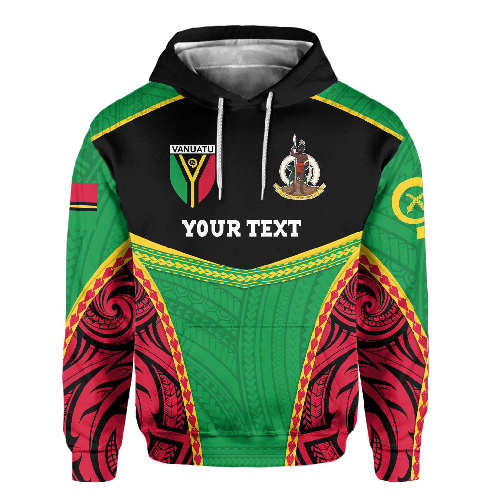 Custom Vanuatu Flag & Coat Of Arms Hoodie Black Style