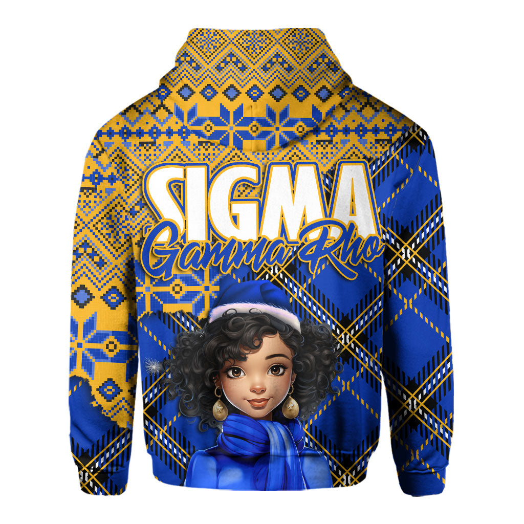 Sorority Hoodie - Christmas Sigma Gamma Rho Girl Hoodie Plaid Background Style