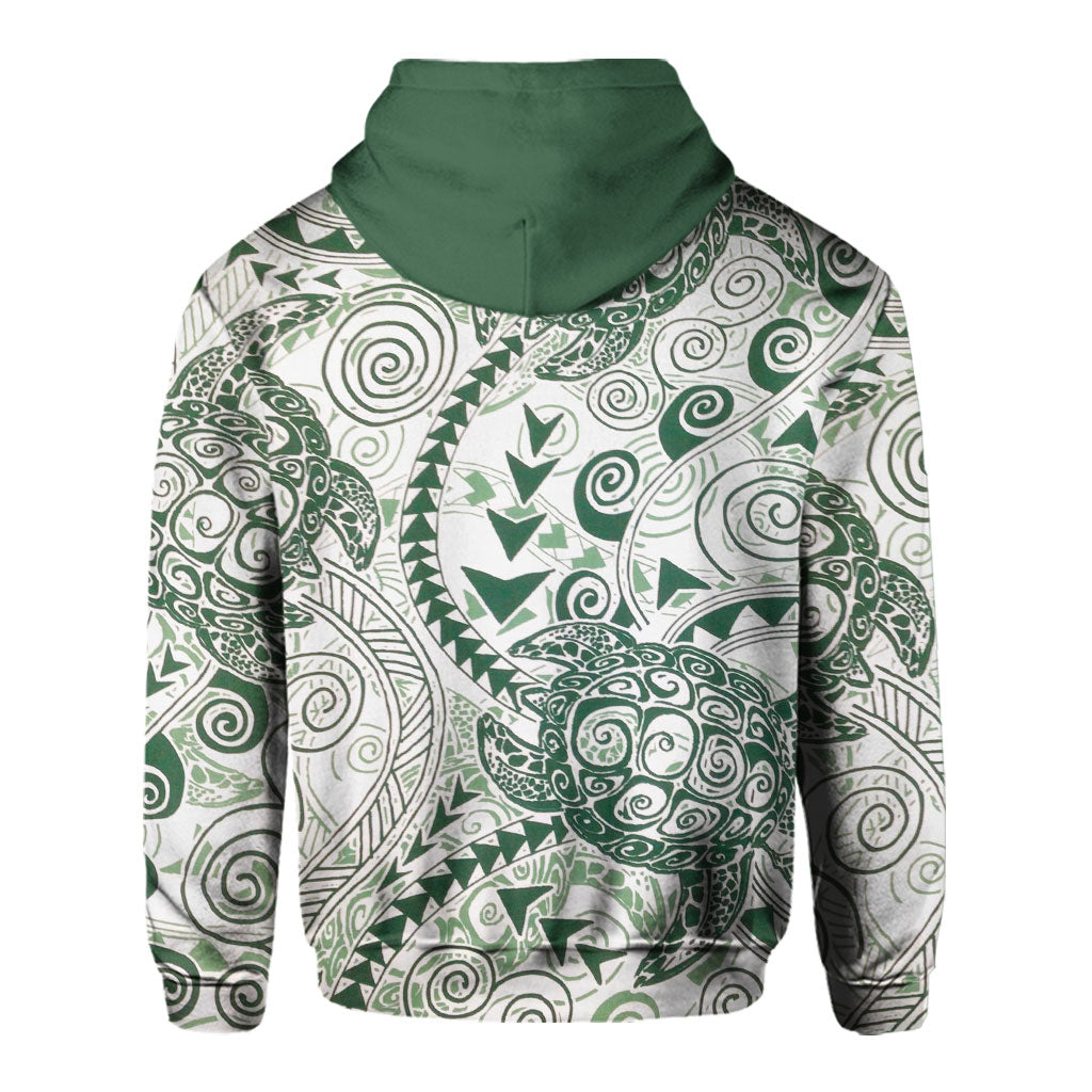 Hawaii Polynesian Turtle Hoodie Green Style