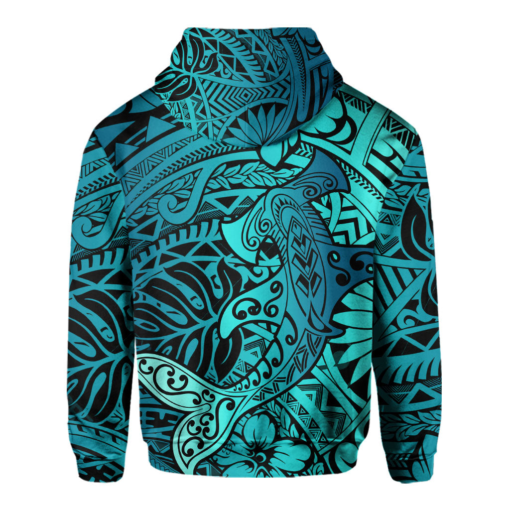 Hawaii Hammerhead Shark Hoodie Light See Blue Style