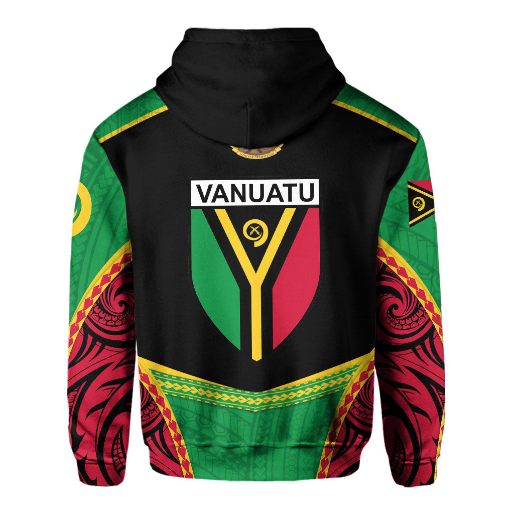 Custom Vanuatu Flag & Coat Of Arms Hoodie Black Style