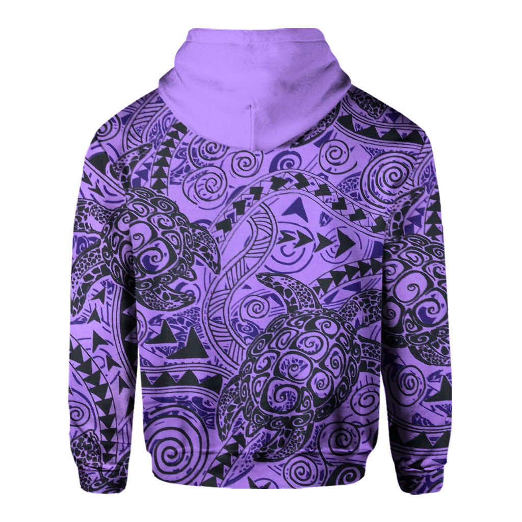 Hawaii Polynesian Turtle Hoodie Purple Style