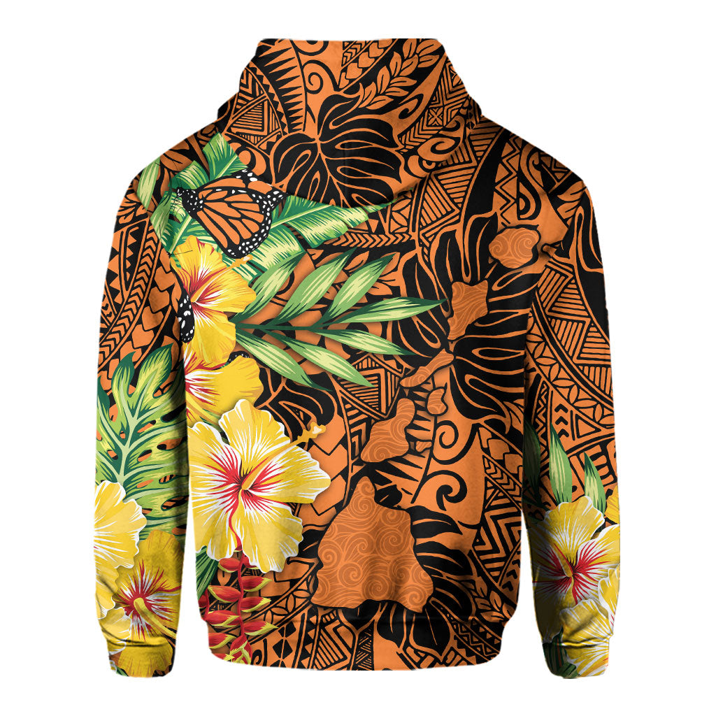 Hawaii Hoodie Kamehameha Butterfly Tropical Style