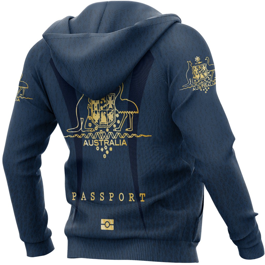 Zip Hoodie - Australian Coat Of Arms Hoodie Passport Style