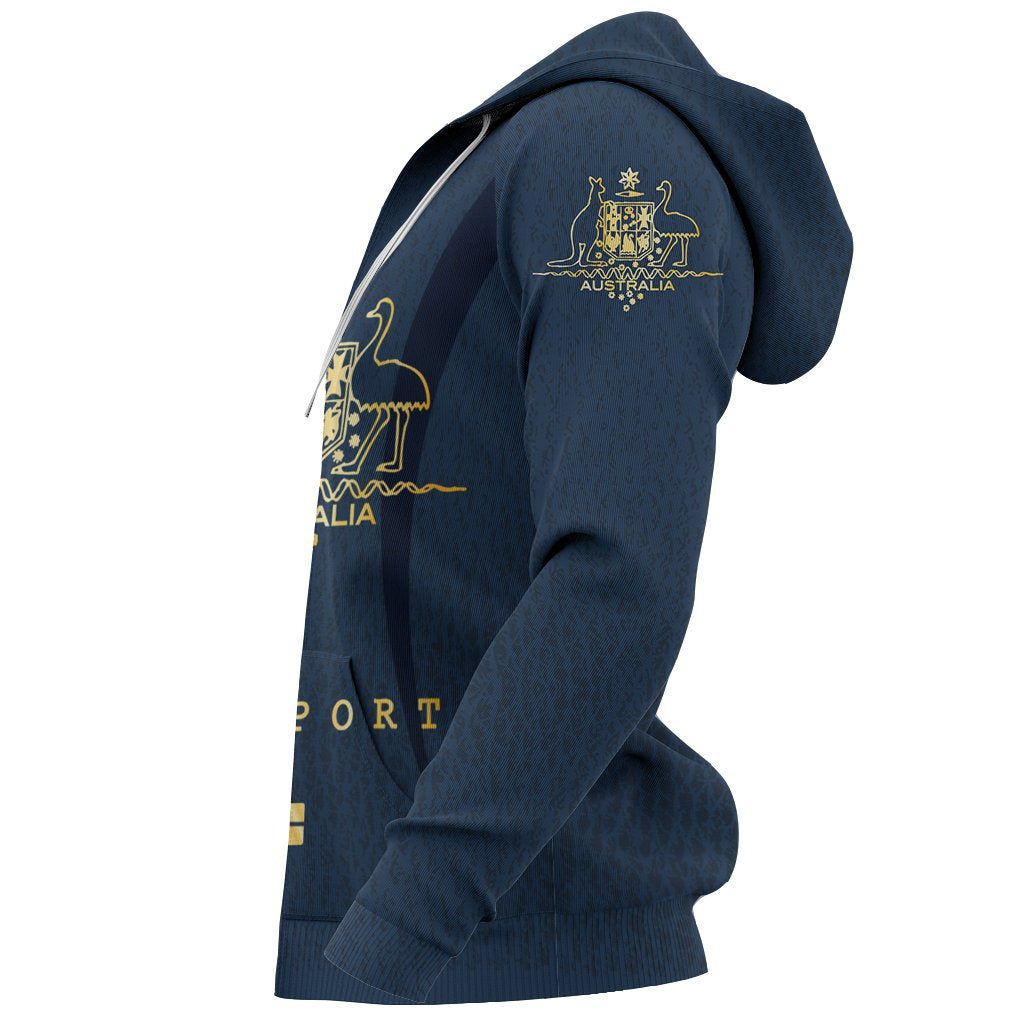 Zip Hoodie - Australian Coat Of Arms Hoodie Passport Style