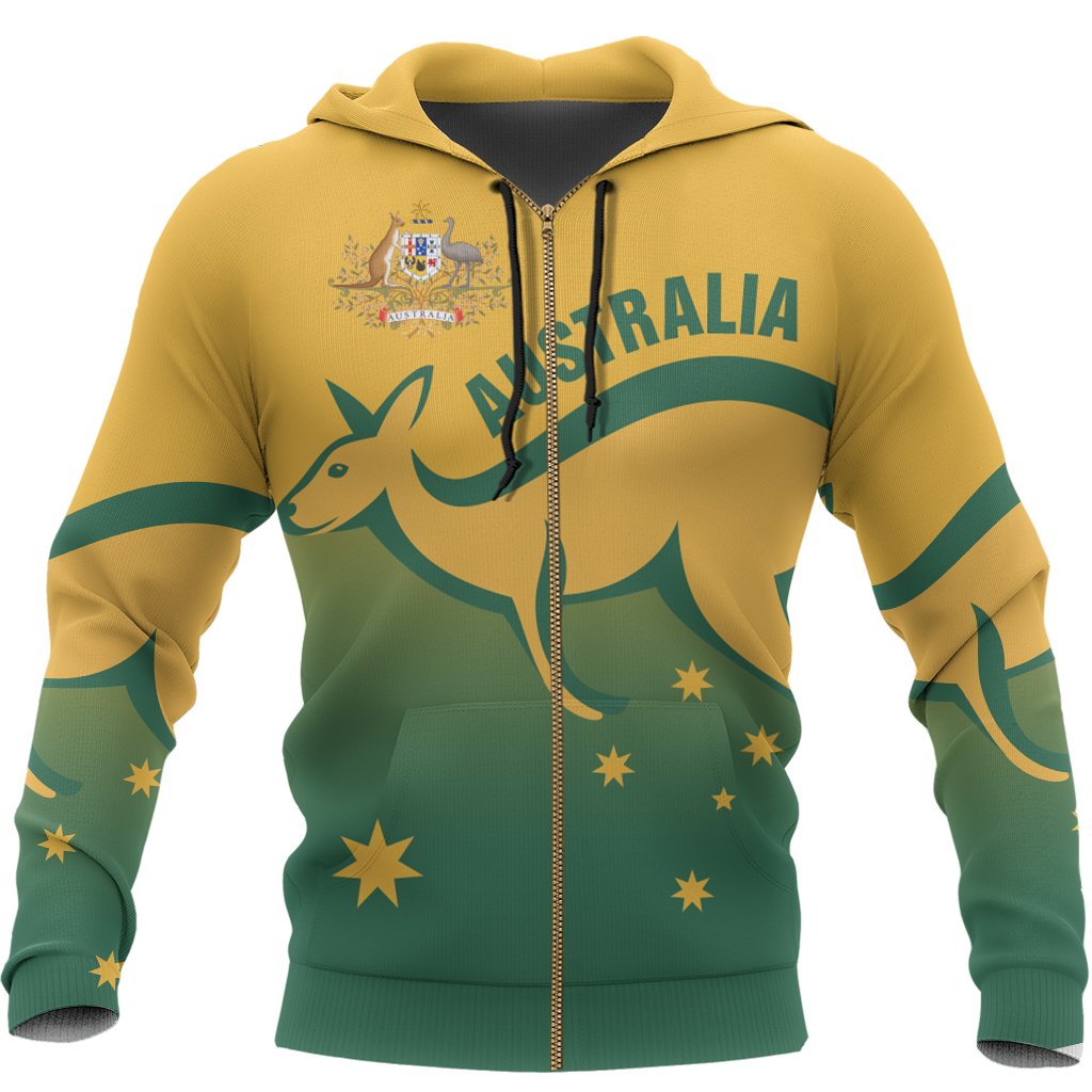 Zip Hoodie - Kangaroo Hoodie Australian Coat Of Arms Special Version Unisex