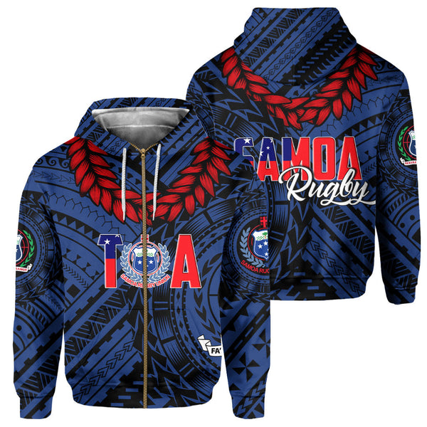 Samoa TOA Rugby Zip Hoodie Ulafala Style