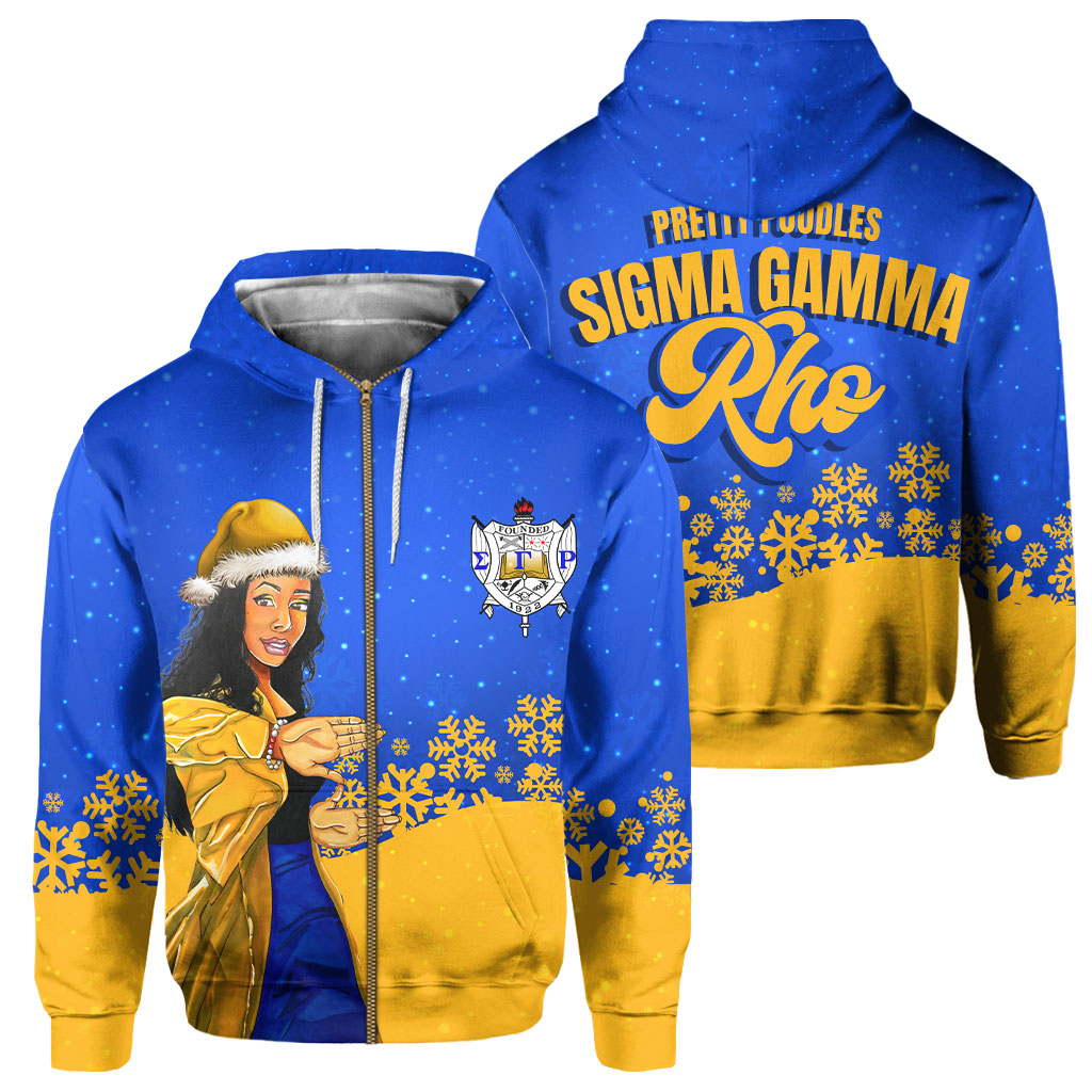 Sorority Hoodie - Sigma Gamma Rho Christmas Girl Zip Hoodie Pretty Poodles Style