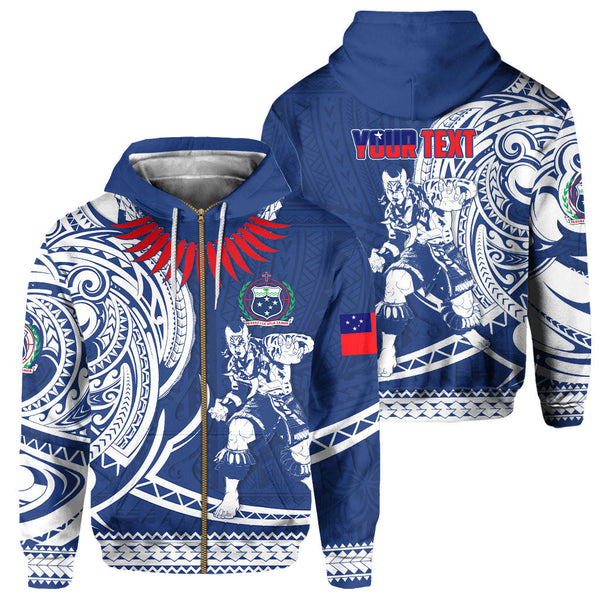 Custom Samoa Zip Hoodie Warrior Ula Nifo Style