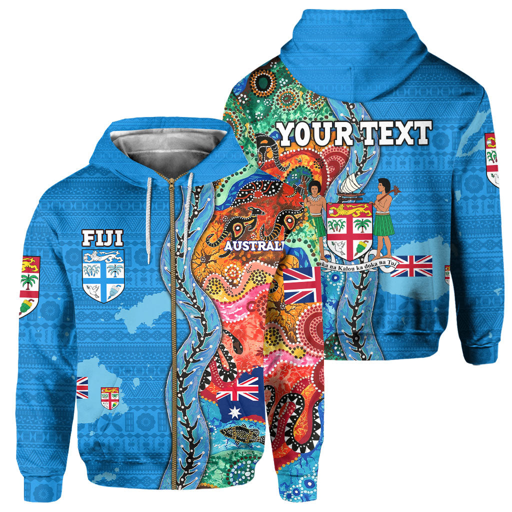 Custom Fiji Tapa & Australia Aboriginal Zip Hoodie