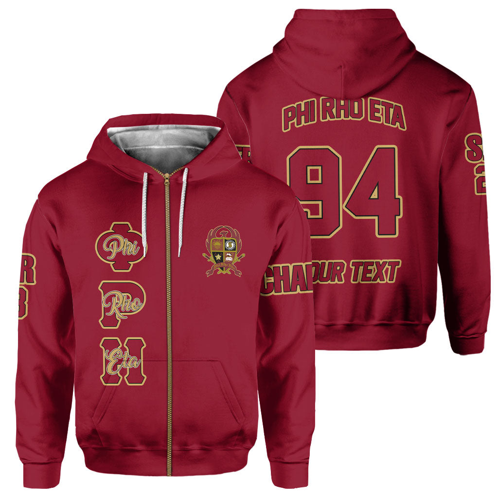 Fraternity Hoodie - Personalized Phi Rho Eta Zip Hoodie Original Maroon Style