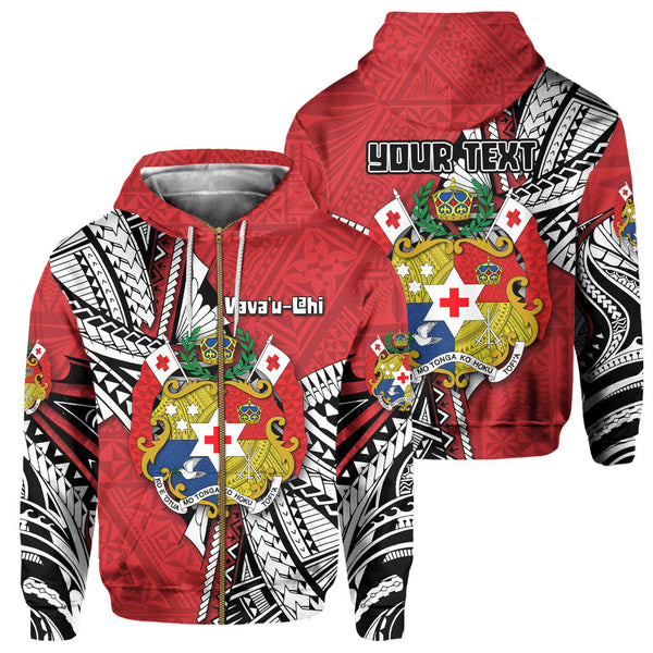 Custom Tonga Vava'u Lahi Coat Of Arms Zip Hoodie