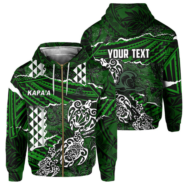 Hawaii Kapaa High School Custom Zip Hoodie Polynesian Turtle Style