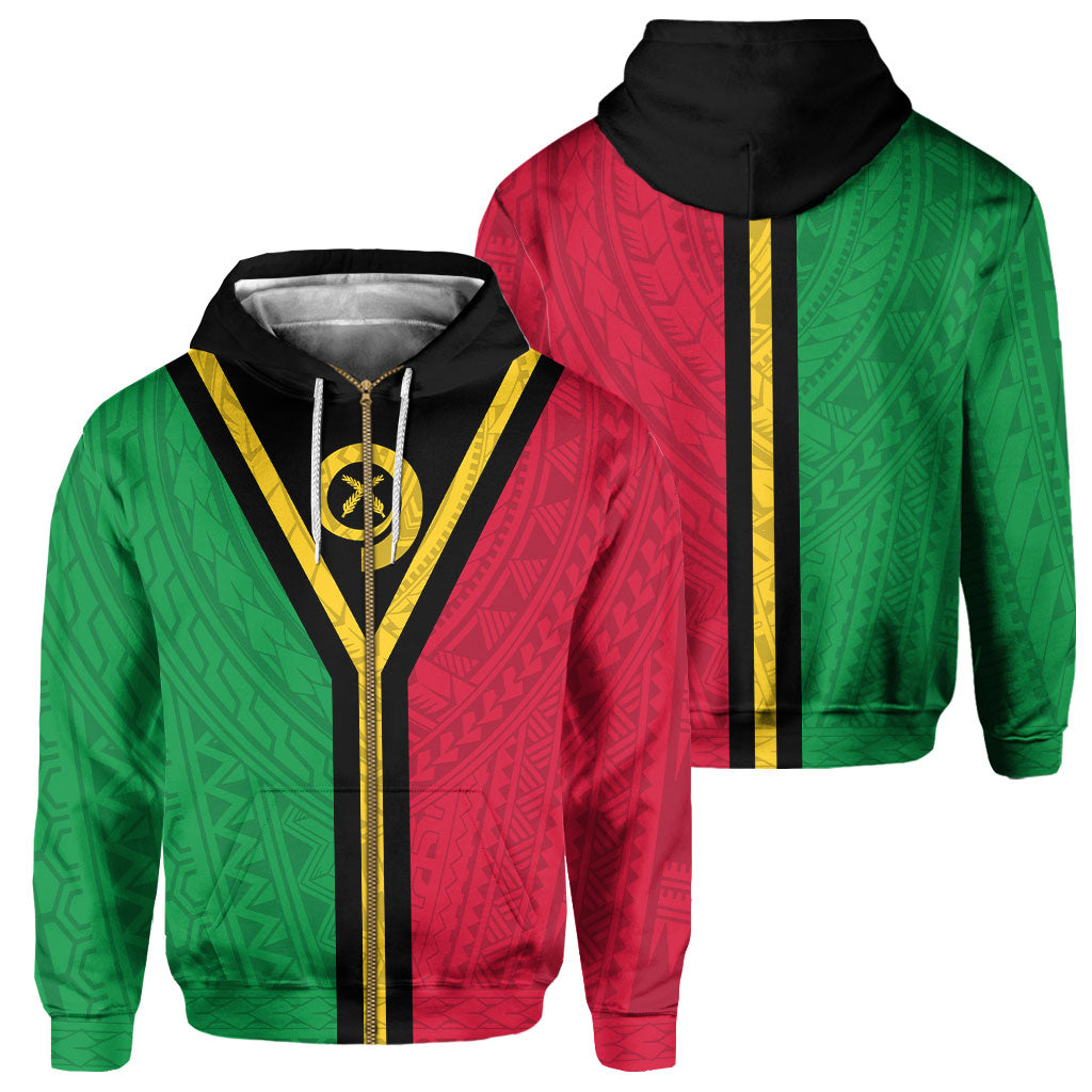 Vanuatu Zip Hoodie Polynesian Flag Style