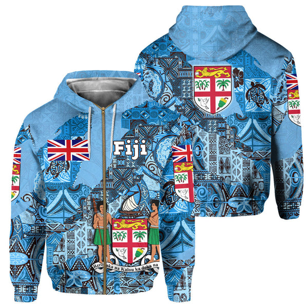 Fiji Flag & Coat Of Arms Zip Hoodie