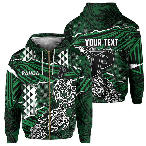 Hawaii Pahoa High & Intermediate School Custom Zip Hoodie Polynesian Turtle Style