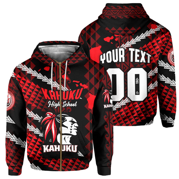 Hawaii Kahuku High & Intermediate School Custom Zip Hoodie Map Style